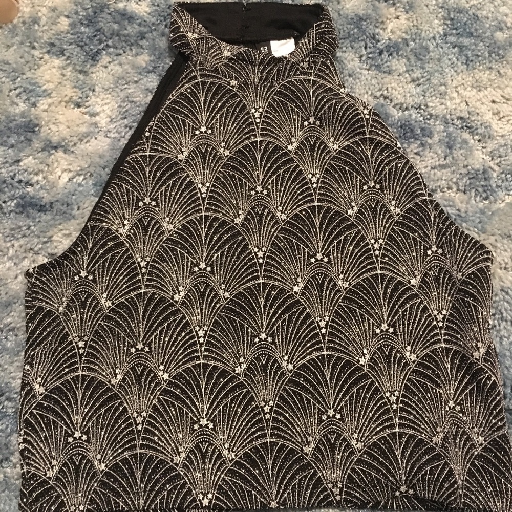 H&M Glittery Sleeveless High-Neck Crop Top